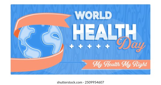 Dia de consciência global da saúde. Minha saúde, meus direitos. Conceito do Dia Mundial da Saúde. Ilustração de vetor plano.