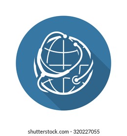 Global Health Care Icon. Flat Design. Isolated Illustration. Long Shadow.