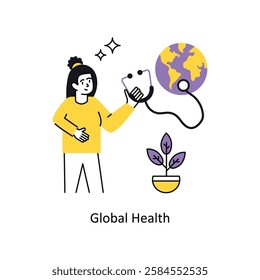 Global Health Concept vector illustration.  isolated on white Background. 