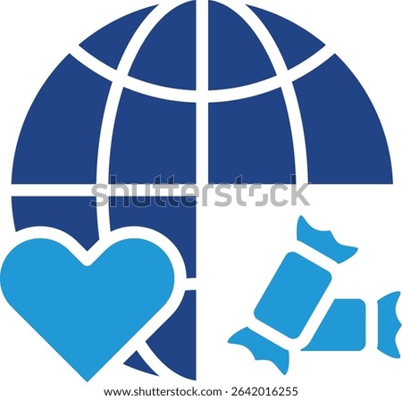 Global health context icon on children in high sugar candy consumption, especially related to diabetes with diet affecting health