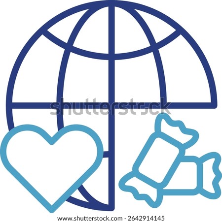 Global health context single icon on children in high sugar candy consumption, especially related to diabetes with diet affecting health