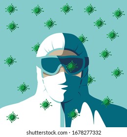 For Global Health - Coronavirus - COVID-19 - doctor or nurse in biological protective clothing