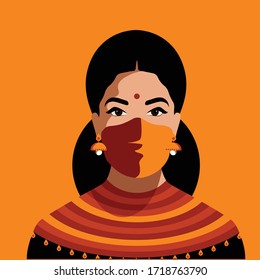 For Global Health - Coronavirus - COVID-19 - Indian Woman Wearing Mask