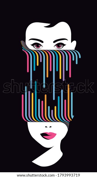 Global Health - Drug Abuse Collection\
- womans face divided by colorful psychedelic lines\
