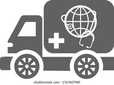 Global Health Icon, graue Vektorgrafik