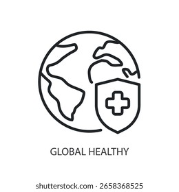 Global healthy thin line vector icons.