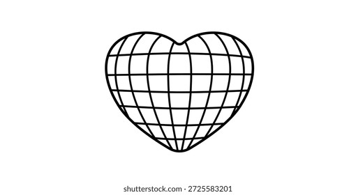 Ícone De Wireframe Do Coração Global Que Representa O Cuidado Com O Amor E A Humanidade Em Todo O Mundo