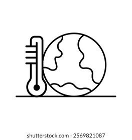 Global heat temperature icon design line.