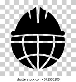 Global Helmet icon. Vector illustration style is flat iconic symbol, black color, transparent background. Designed for web and software interfaces.