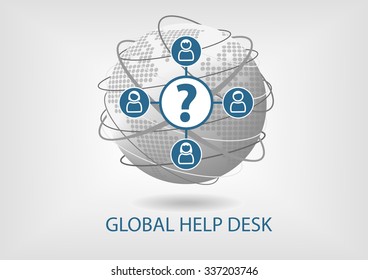 Global help desk concept vector icon