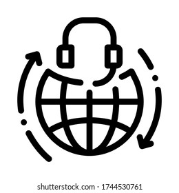 global help desk hotline icon vector. global help desk hotline sign. isolated contour symbol illustration