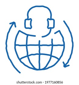 global help desk hotline sketch icon vector. Hand drawn blue doodle line art global help desk hotline sign. isolated symbol illustration