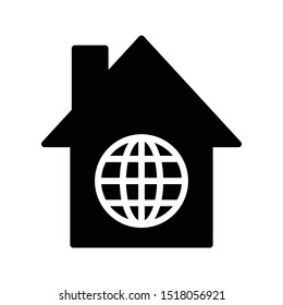 global home glyph flat vector icon