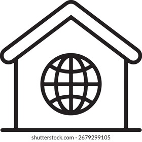 Ícone de conceito de conexão com a Internet residencial global
