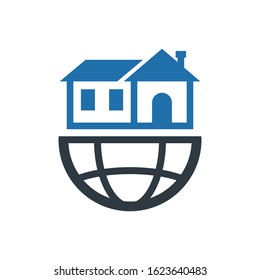 Global home vector icon in blue gray color