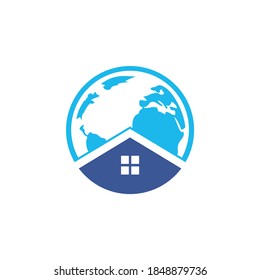 Plantilla de diseño del logotipo del vector del hogar global. Concepto de diseño del logotipo del vector de la casa mundial.