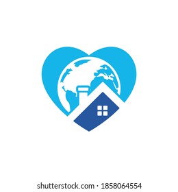 Global home vector logo design template. World house vector logo design concept.