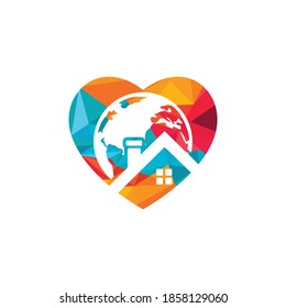 Global home vector logo design template. World house vector logo design concept.