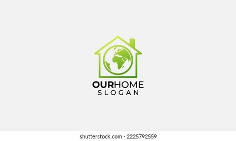 Modelo de diseño del logotipo del vector del hogar mundial 