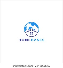 Global home vector logo design template. World house vector logo design