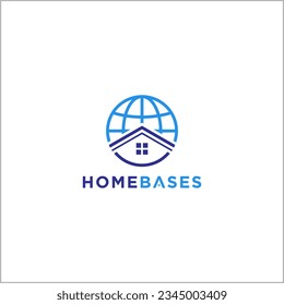 Global home vector logo design template. World house vector logo