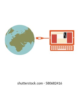 global hosting data center icon image, vector illustration