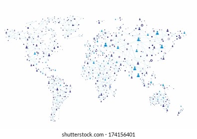 Global human connection on the white background