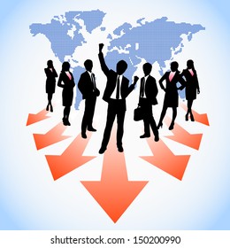 Global human resources business people work team from world map