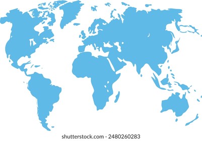  global icon blue world map isolated on white background World map vector template for website infographics design Flat earth world map illustration