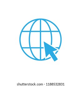 Global icon. Click website icon. Vector illustration, flat design.