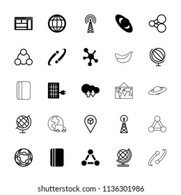 Global icon. collection of 25 global filled and outline icons such as planet, solar panel, signal tower, globe. editable global icons for web and mobile.