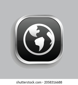 global icon design. Glossy Button style rounded rectangle isolated on gray background.. Vector illustration
