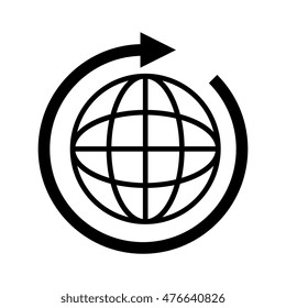 global icon globe international connection network worldwide map corporation vector illustration
