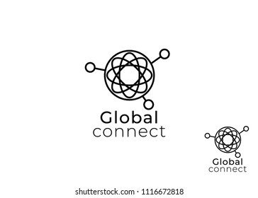 Global Icon Logo Design. Digital vector logotype. Global connect logo