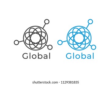 Global Icon Logo Design. Digital vector logotype. Global connect logo