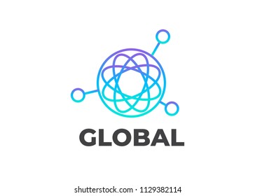 Global Icon Logo Design. Digital vector logotype. Global connect logo