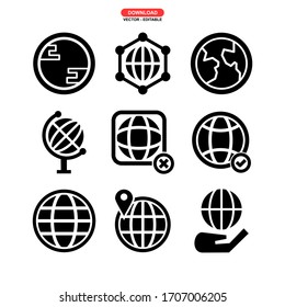 icono global o logotipo símbolo de signo aislado ilustración vectorial - Colección de iconos vectoriales de estilo negro de alta calidad
