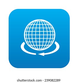 Global icon on blue button,clean vector