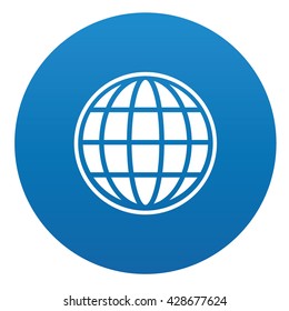 Global icon on blue button,vector