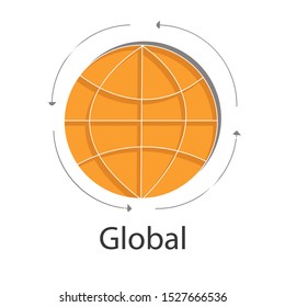 Global icon on white background. Business creative idea design for your project. Flat vector illustration use for presentation.