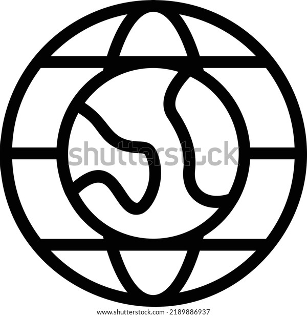 Global Icon With Outline Style, Earth\
Day Sign And Symbol Isolated On White\
Background