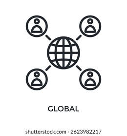 Gliederungsstil des globalen Symbols. Vektorgrafik für Grafikdesign