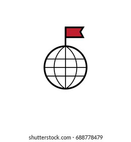 global icon with red flag
