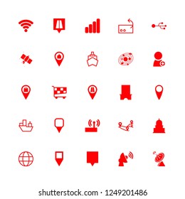 global icon set about road pin, map, internet and church pin vector set