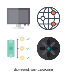 global icon set. vector set about worldwide, diagram, monitor and stereoscope icons set.