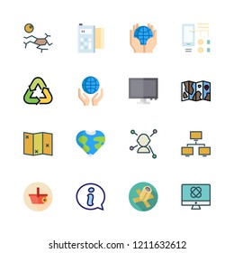 global icon set. vector set about satellite, networking, monitor and ecologism icons set.