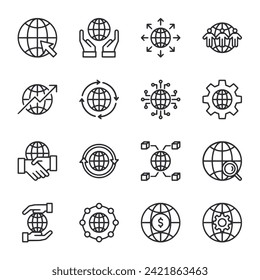 Global icon set vector illustration