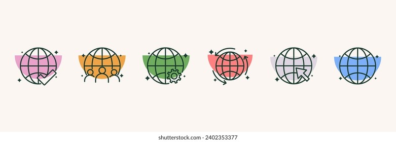 Global icon set. For website business design. Vector illustration