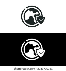 Global icon with shield check icon