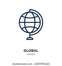 global icon from strategy collection. Thin linear global, business, technology outline icon isolated on white background. Line vector global sign, symbol for web and mobile